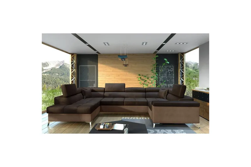 Hjørnesofa Eltap Thiago 342x208x88 cm, Monolith 29, Monolith 09, Brun, Venstre