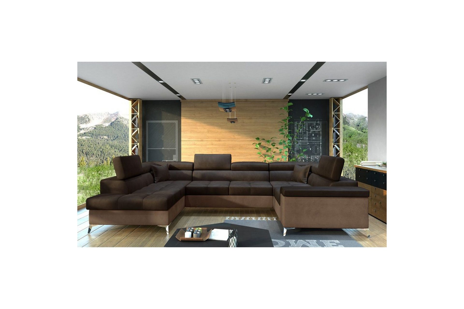 Hjørnesofa Eltap Thiago 342x208x88 cm - Monolith 29, Monolith 09, Brun, Venstre