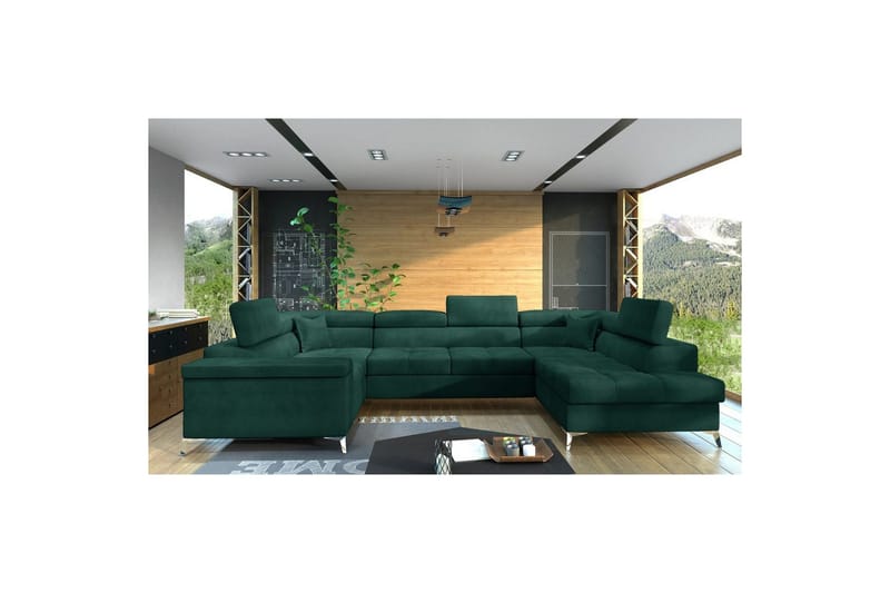 Hjørnesofa Eltap Thiago 342x208x88 cm - Monolith 37, Grønn, Høyre - Møbler - Sofaer - Sovesofaer