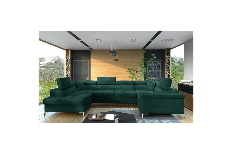Hjørnesofa Eltap Thiago 342x208x88 cm - Monolith 37, Grønn, Venstre - Møbler - Sofaer - Sovesofaer
