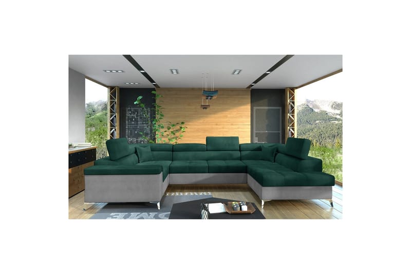 Hjørnesofa Eltap Thiago 342x208x88 cm - Monolith 37, Monolith 84, Grønn, Høyre - Møbler - Sofaer - Sovesofaer