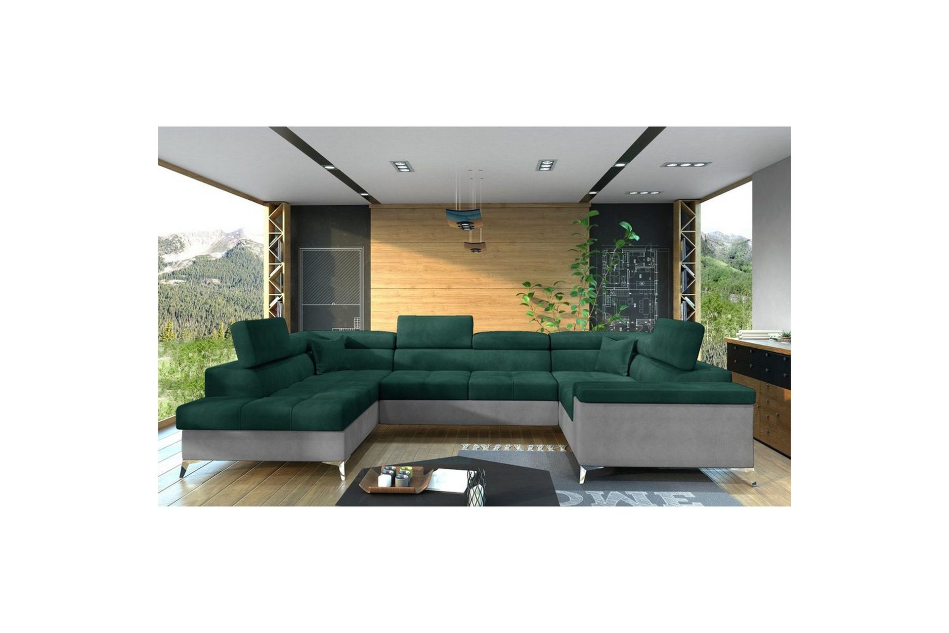 Hjørnesofa Eltap Thiago 342x208x88 cm - Monolith 37, Monolith 84, Grønn, Venstre