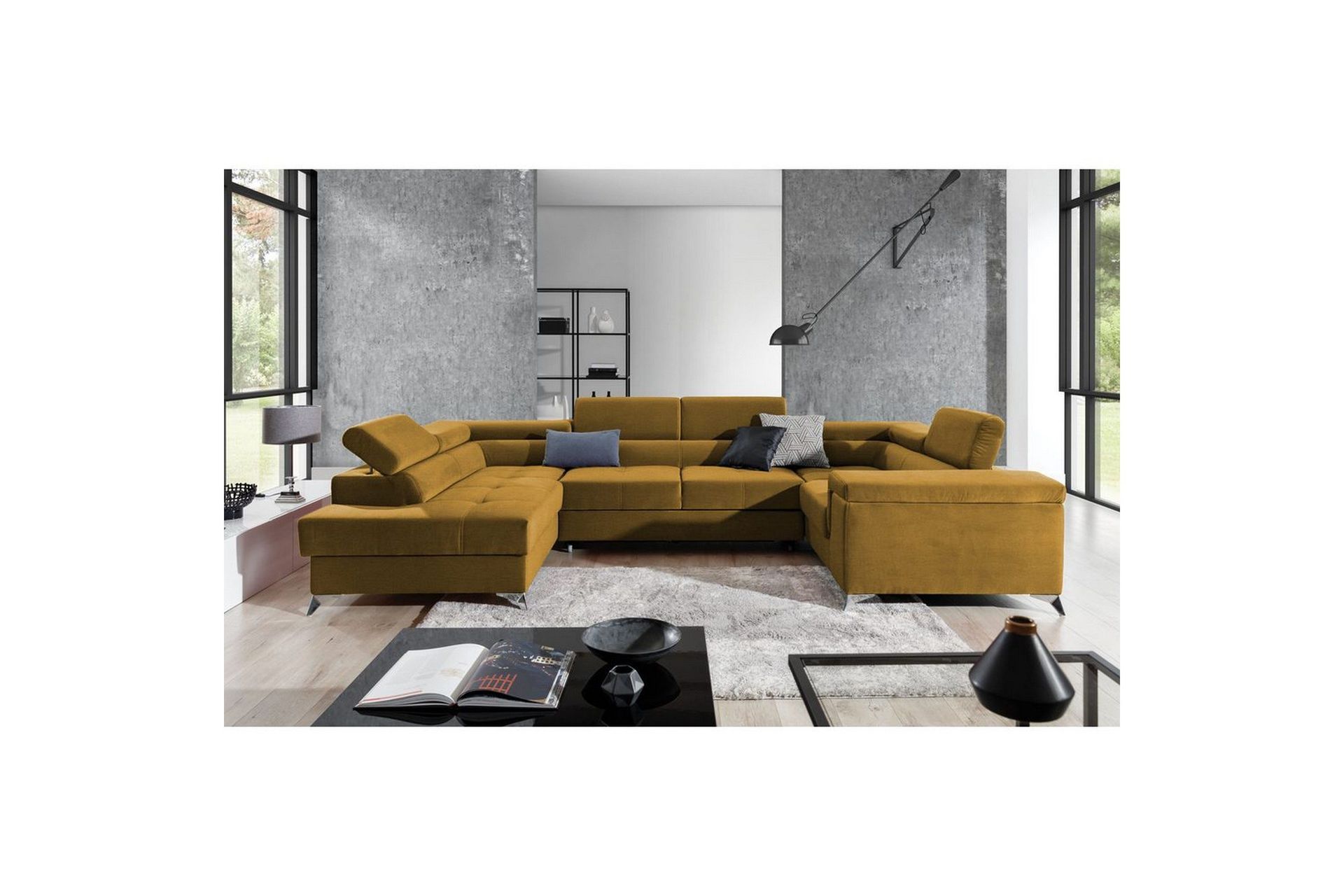 Hjørnesofa Eltap Thiago 342x208x88 cm - Monolith 48, Gul, Venstre