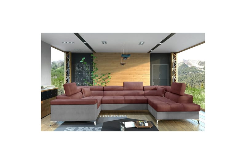 Hjørnesofa Eltap Thiago 342x208x88 cm - Monolith 63, Monolith 84, Rosa, Høyre - Møbler - Sofaer - Sovesofaer