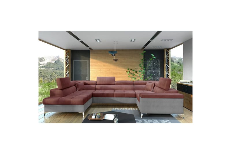 Hjørnesofa Eltap Thiago 342x208x88 cm - Monolith 63, Monolith 84, Rosa, Venstre - Møbler - Sofaer - Sovesofaer