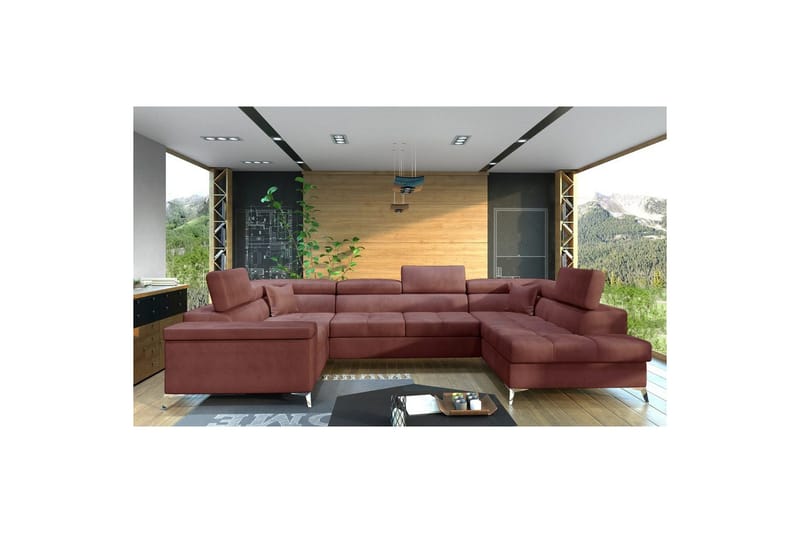 Hjørnesofa Eltap Thiago 342x208x88 cm - Monolith 63, Rosa, Høyre - Møbler - Sofaer - Sovesofaer