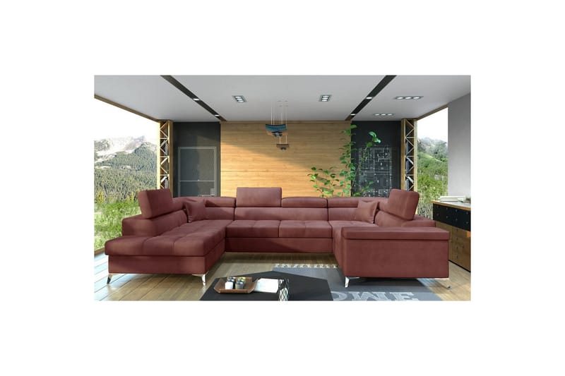Hjørnesofa Eltap Thiago 342x208x88 cm - Monolith 63, Rosa, Venstre - Møbler - Sofaer - Sovesofaer