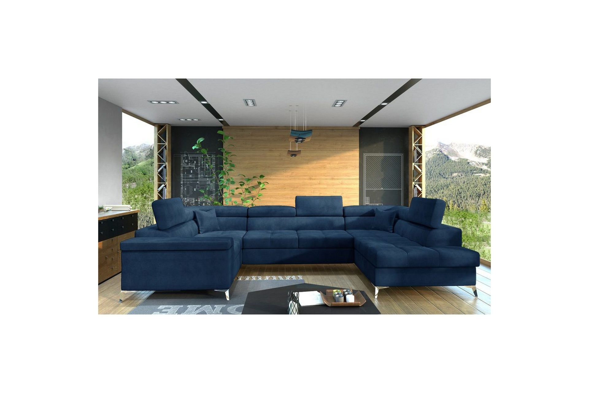 Hjørnesofa Eltap Thiago 342x208x88 cm - Monolith 77, Blå, Høyre