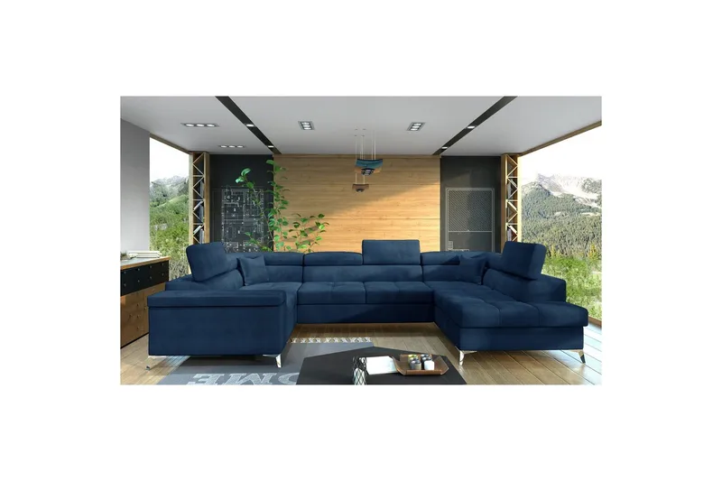 Hjørnesofa Eltap Thiago 342x208x88 cm - Monolith 77, Blå, Høyre - Møbler - Sofaer - Sovesofaer