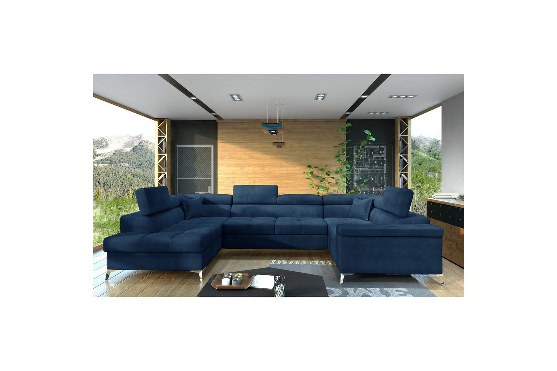 Hjørnesofa Eltap Thiago 342x208x88 cm - Monolith 77, Blå, Venstre