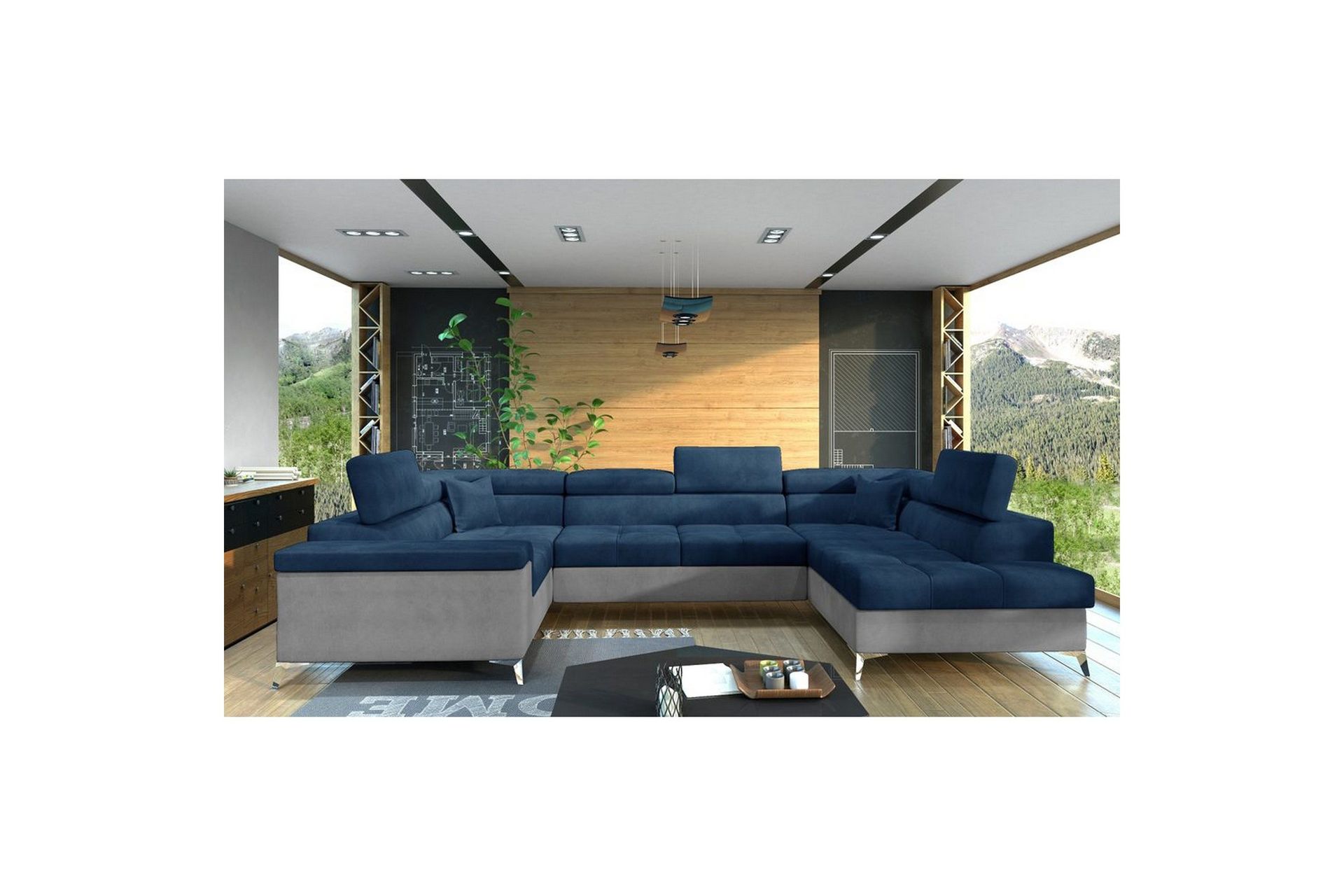 Hjørnesofa Eltap Thiago 342x208x88 cm - Monolith 77, Monolith 84, Blå, Høyre
