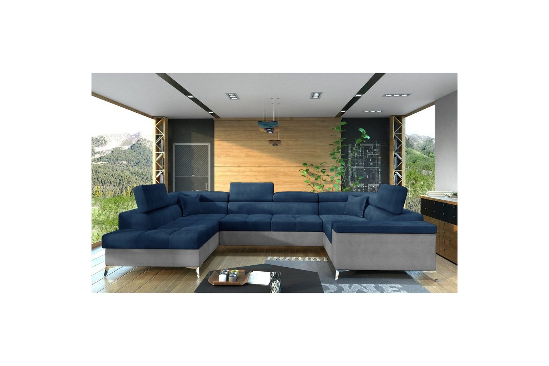 Hjørnesofa Eltap Thiago 342x208x88 cm - Monolith 77, Monolith 84, Blå, Venstre