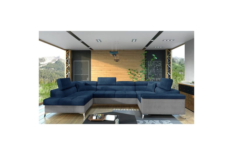 Hjørnesofa Eltap Thiago 342x208x88 cm - Monolith 77, Monolith 84, Blå, Venstre - Møbler - Sofaer - Sovesofaer