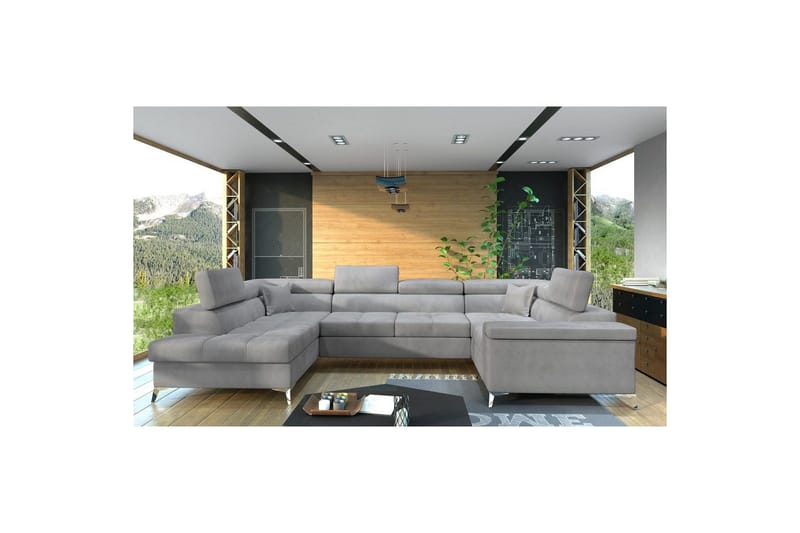 Hjørnesofa Eltap Thiago 342x208x88 cm - Monolith 84, Grå, Venstre - Møbler - Sofaer - Sovesofaer