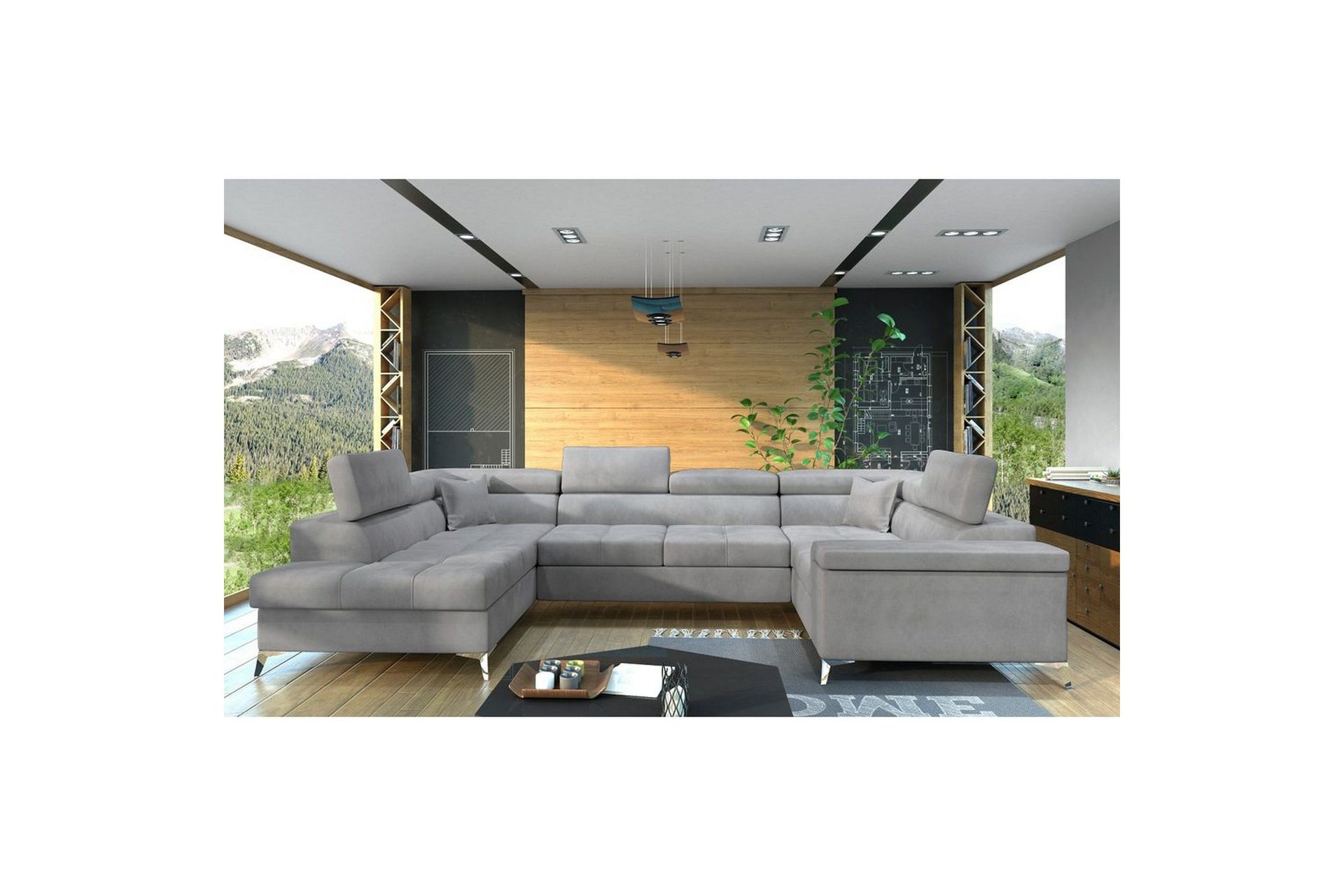 Hjørnesofa Eltap Thiago 342x208x88 cm - Monolith 84, Grå, Venstre