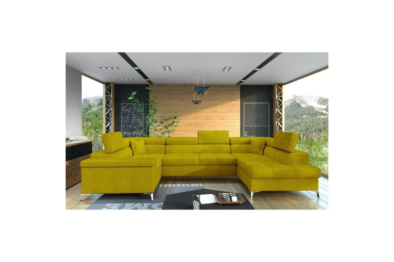 Hjørnesofa Eltap Thiago 342x208x88 cm - Omega 68, Gul, Høyre - Møbler - Sofaer - Sovesofaer
