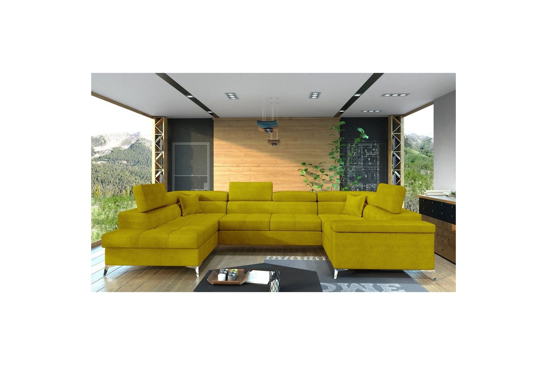 Hjørnesofa Eltap Thiago 342x208x88 cm - Omega 68, Gul, Venstre