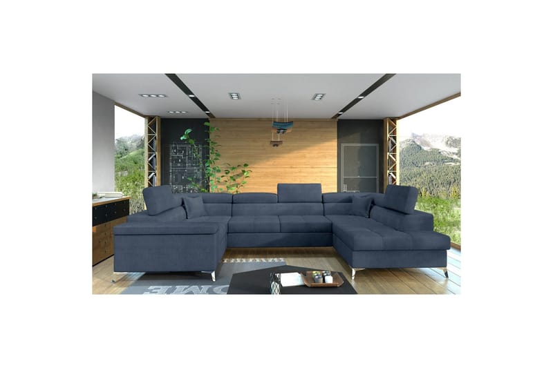 Hjørnesofa Eltap Thiago 342x208x88 cm - Omega 86, Blå, Høyre - Møbler - Sofaer - Sovesofaer