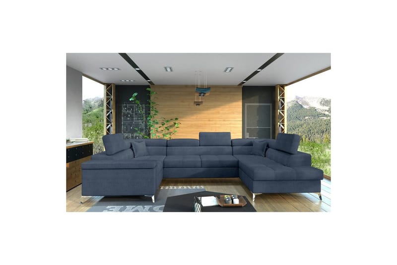 Hjørnesofa Eltap Thiago 342x208x88 cm - Omega 86, Blå, Høyre - Møbler - Sofaer - Sovesofaer