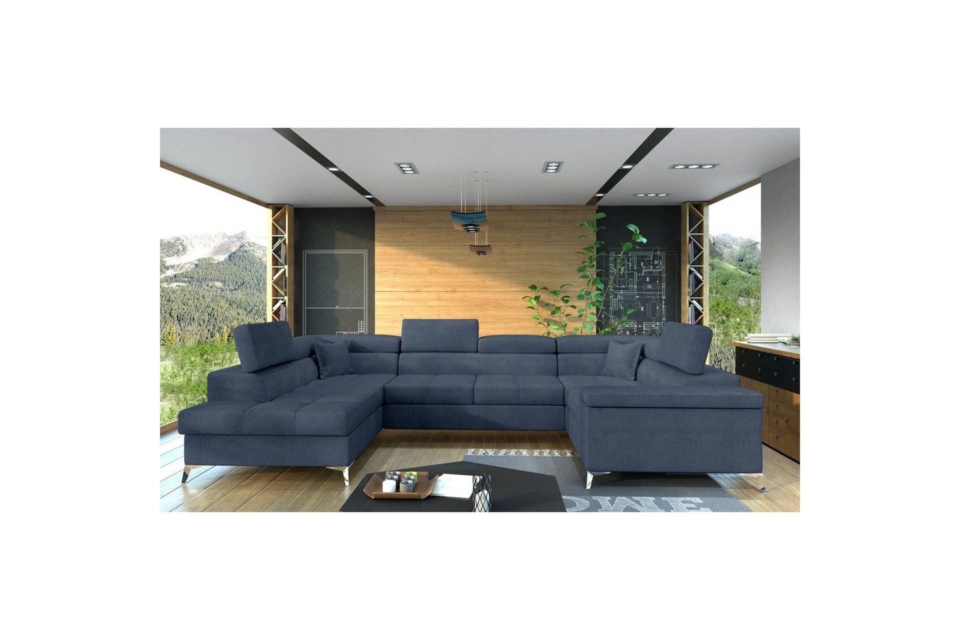 Hjørnesofa Eltap Thiago 342x208x88 cm - Omega 86, Blå, Venstre