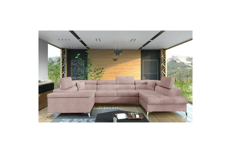 Hjørnesofa Eltap Thiago 342x208x88 cm - Omega 91, Rosa, Høyre - Møbler - Sofaer - Sovesofaer