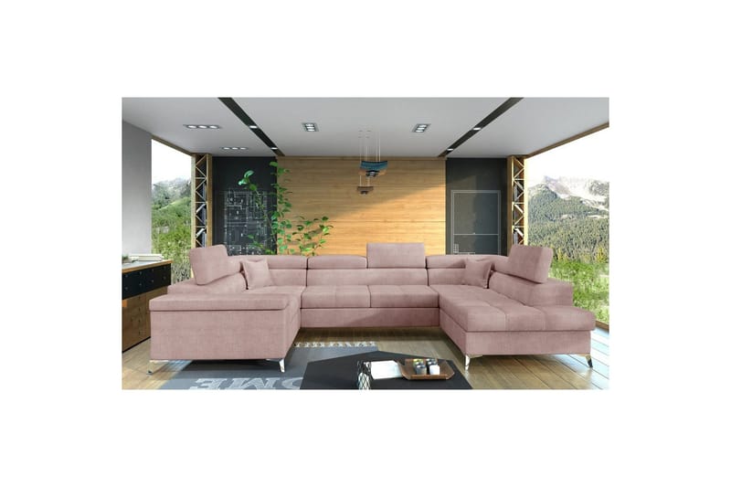 Hjørnesofa Eltap Thiago 342x208x88 cm - Omega 91, Rosa, Høyre - Møbler - Sofaer - Sovesofaer