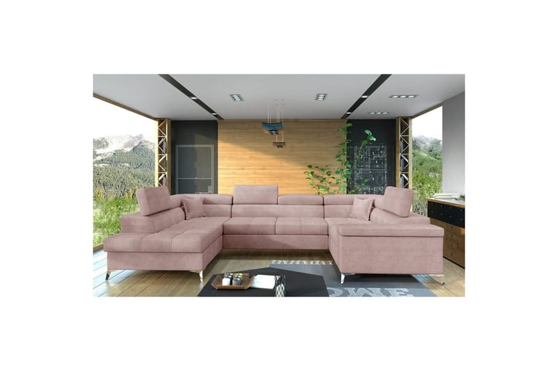Hjørnesofa Eltap Thiago 342x208x88 cm - Omega 91, Rosa, Venstre - Møbler - Sofaer - Sovesofaer