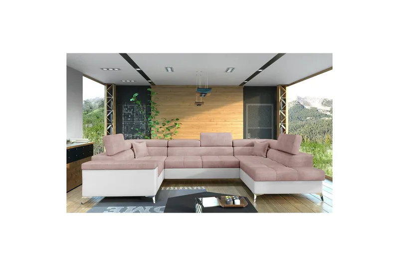 Hjørnesofa Eltap Thiago 342x208x88 cm, Omega 91, Soft 17, Rosa, Høyre