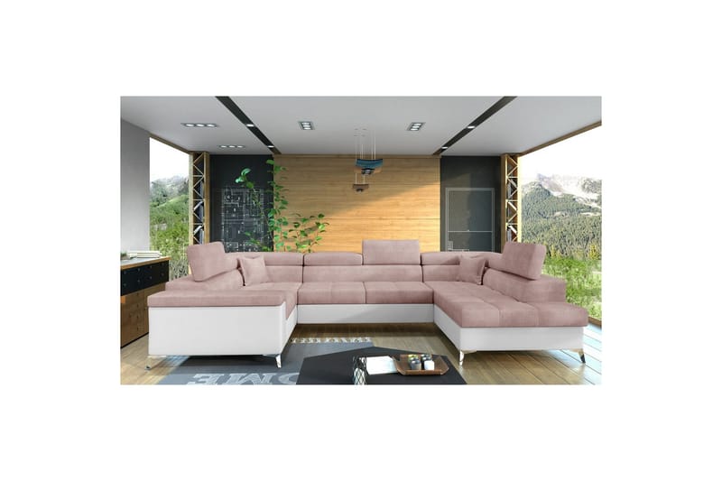 Hjørnesofa Eltap Thiago 342x208x88 cm - Omega 91, Soft 17, Rosa, Høyre - Møbler - Sofaer - Sovesofaer