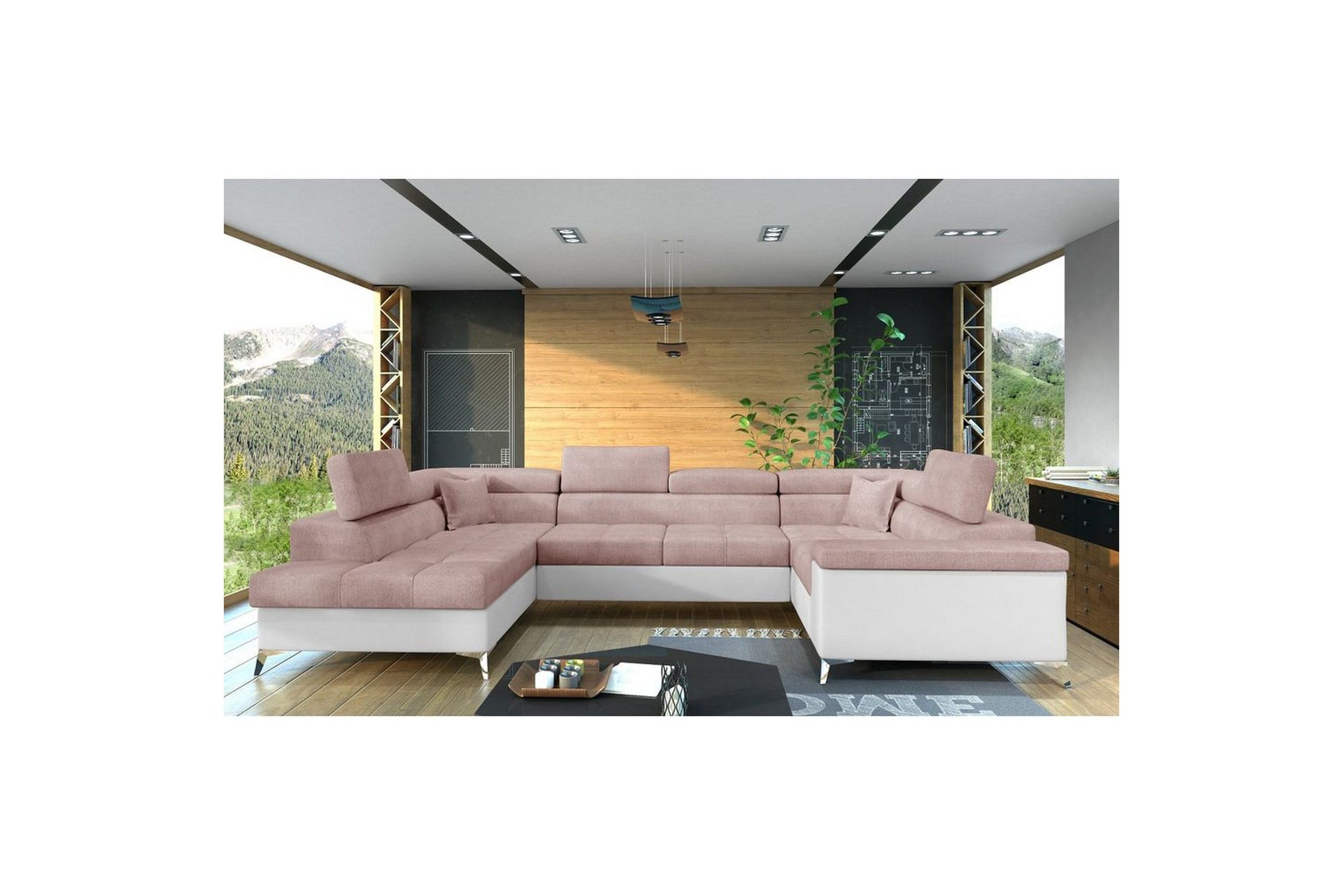 Hjørnesofa Eltap Thiago 342x208x88 cm - Omega 91, Soft 17, Rosa, Venstre