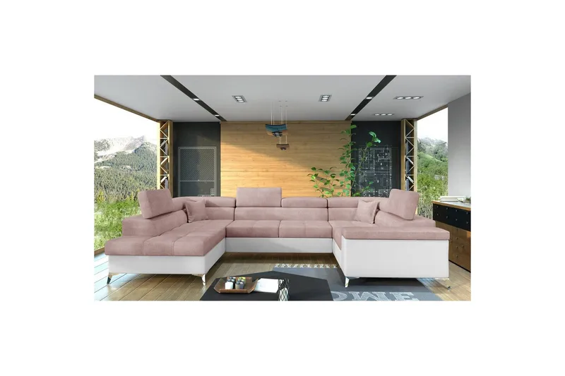 Hjørnesofa Eltap Thiago 342x208x88 cm - Omega 91, Soft 17, Rosa, Venstre - Møbler - Sofaer - Sovesofaer