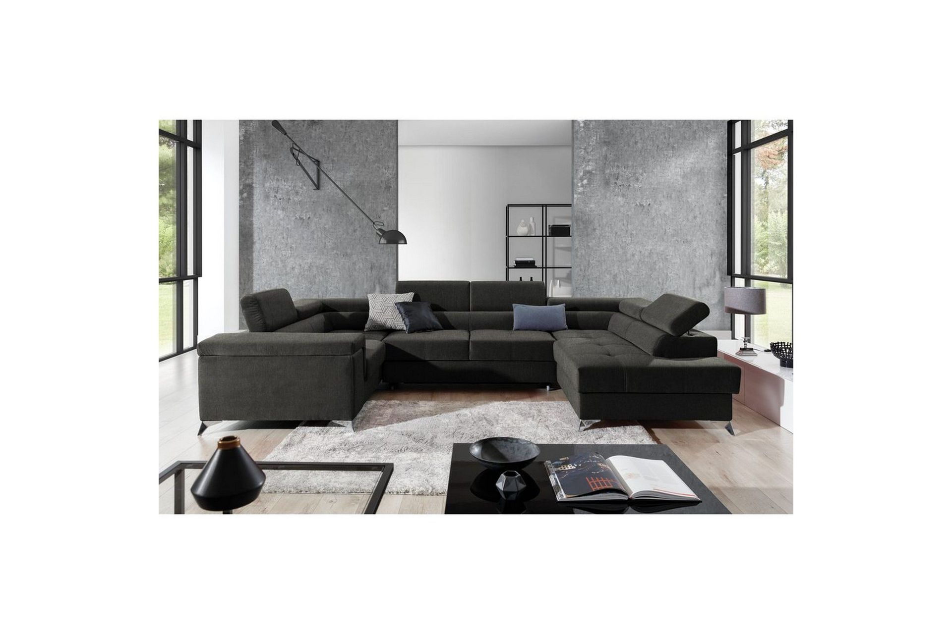 Hjørnesofa Eltap Thiago 342x208x88 cm - Sawana 05, Mørk grå, Høyre