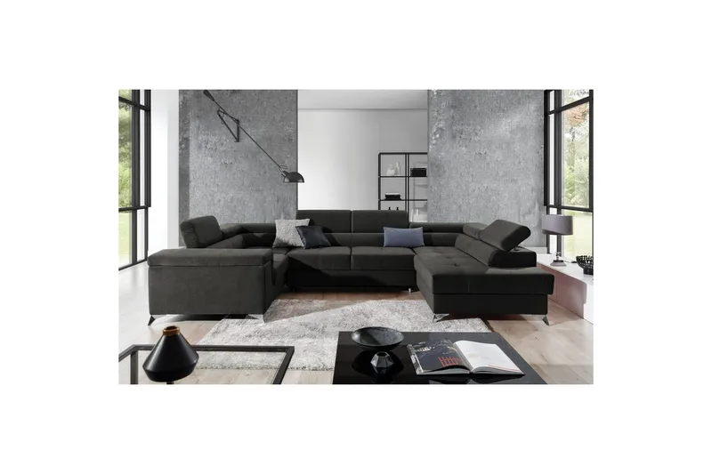 Hjørnesofa Eltap Thiago 342x208x88 cm, Sawana 05, Mørk grå, Høyre