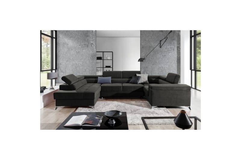 Hjørnesofa Eltap Thiago 342x208x88 cm - Sawana 05, Mørk grå, Venstre - Møbler - Sofaer - Sovesofaer