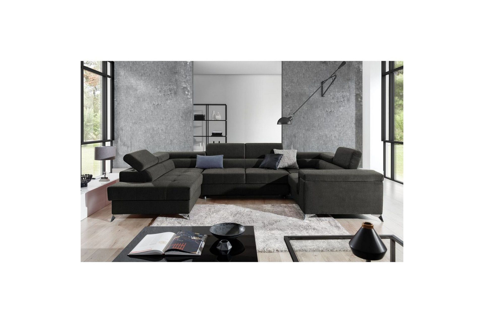 Hjørnesofa Eltap Thiago 342x208x88 cm - Sawana 05, Mørk grå, Venstre