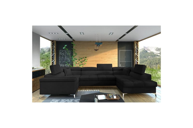Hjørnesofa Eltap Thiago 342x208x88 cm - Sawana 14, Svart, Høyre - Møbler - Sofaer - Sovesofaer