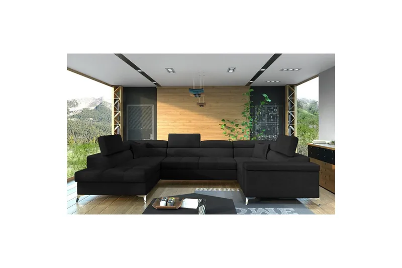 Hjørnesofa Eltap Thiago 342x208x88 cm - Sawana 14, Svart, Venstre - Møbler - Sofaer - Sovesofaer