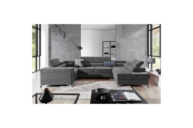 Hjørnesofa Eltap Thiago 342x208x88 cm - Paros 06, Mørk grå, Høyre - Møbler - Sofaer - Sovesofaer