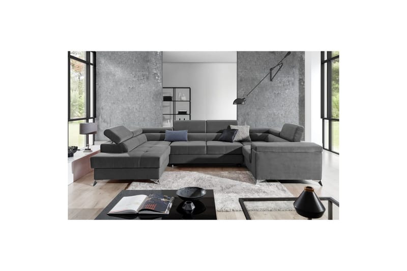 Hjørnesofa Eltap Thiago 342x208x88 cm - Paros 06, Mørk grå, Venstre - Møbler - Sofaer - Sovesofaer
