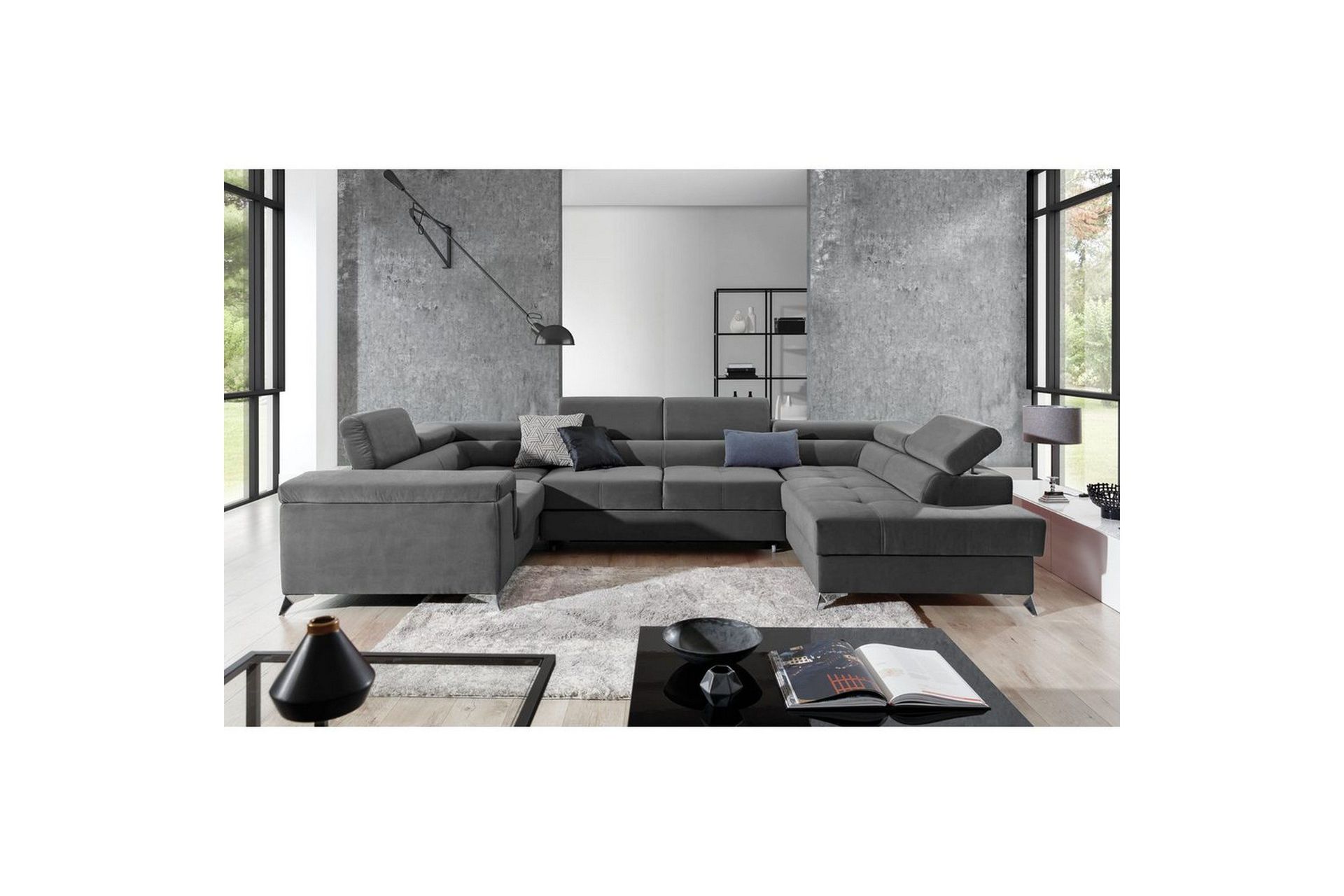 Hjørnesofa Eltap Thiago 342x208x88 cm - Paros 06, Mørk grå, Høyre