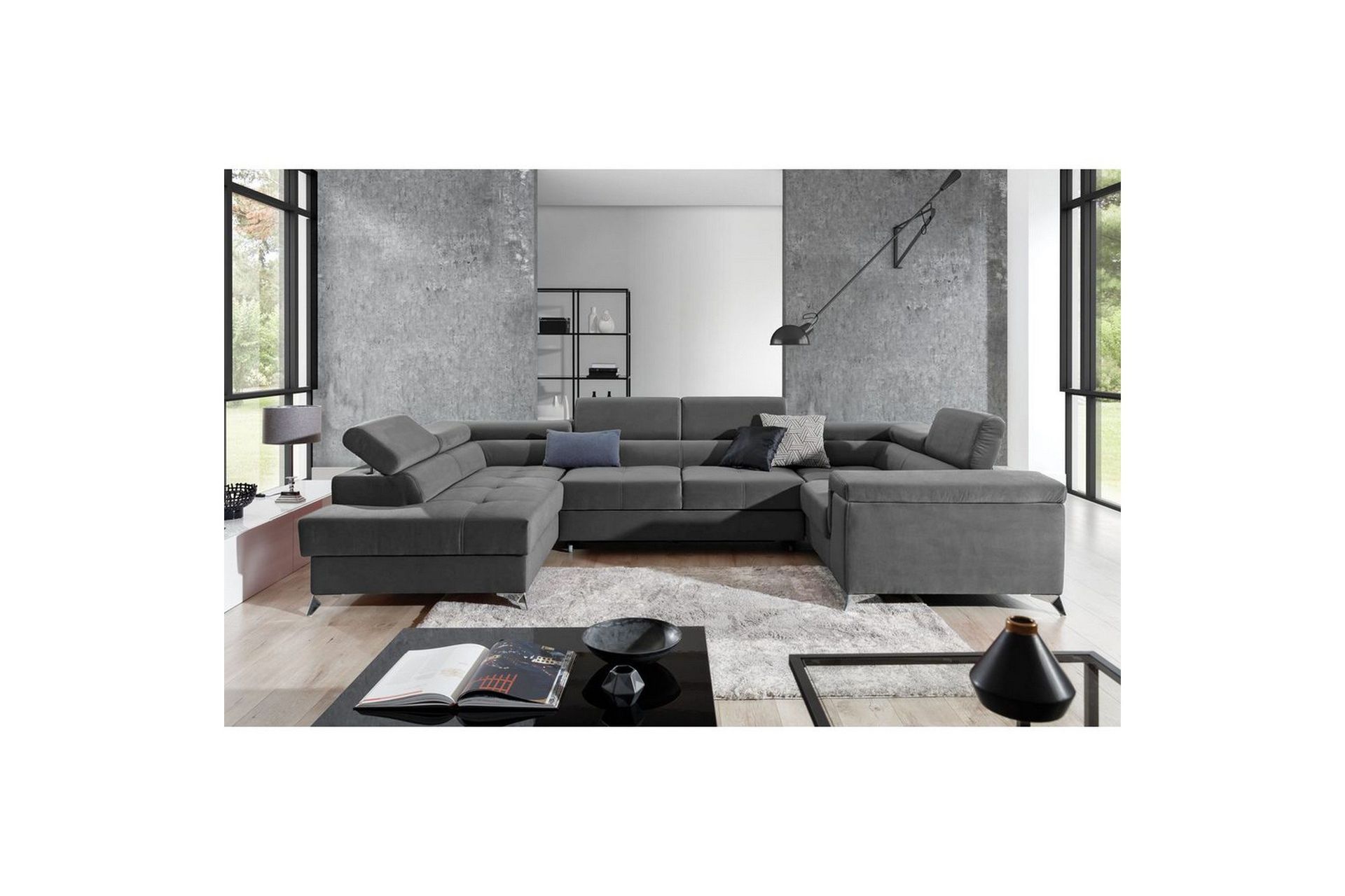 Hjørnesofa Eltap Thiago 342x208x88 cm - Paros 06, Mørk grå, Venstre