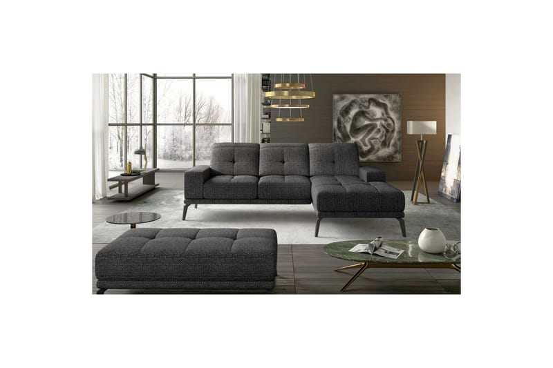 Hjørnesofa Eltap Torrense 265x175x98 cm - Berlin 02, Sort, Høyre - Møbler - Sofaer - Sovesofaer