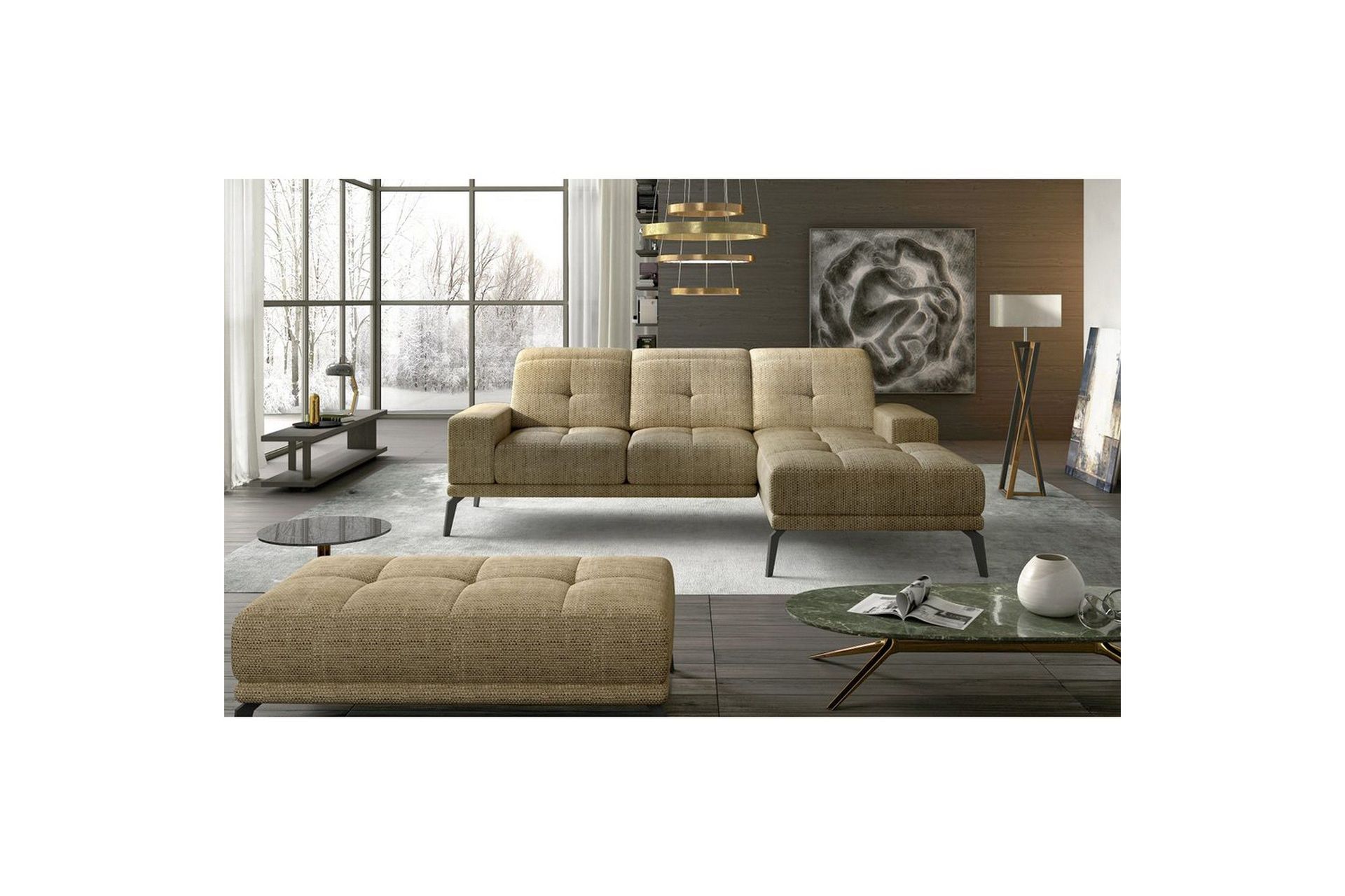 Hjørnesofa Eltap Torrense 265x175x98 cm - Berlin 03, Beige, Høyre