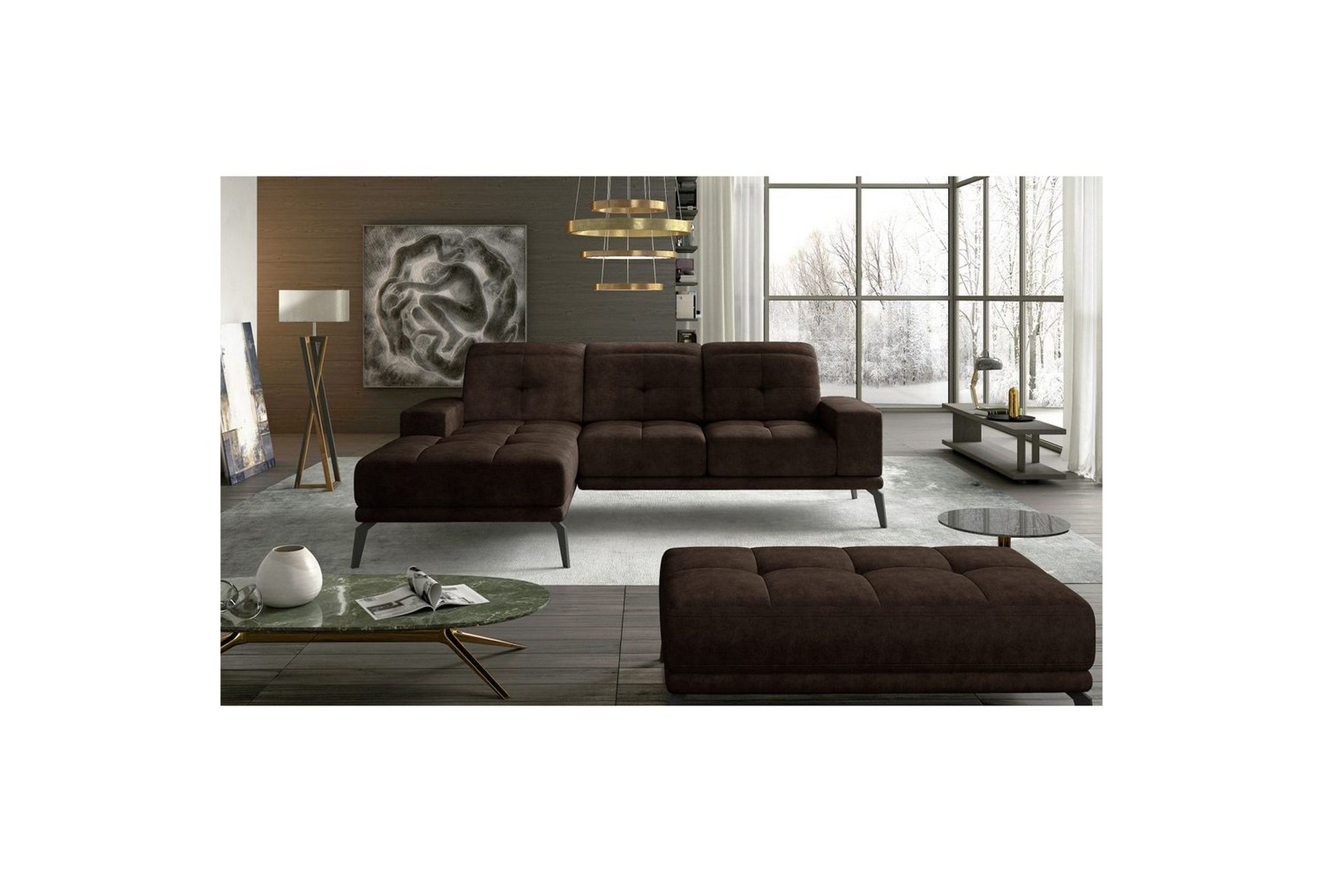 Hjørnesofa Eltap Torrense 265x175x98 cm - Dora 28, Brun, Venstre