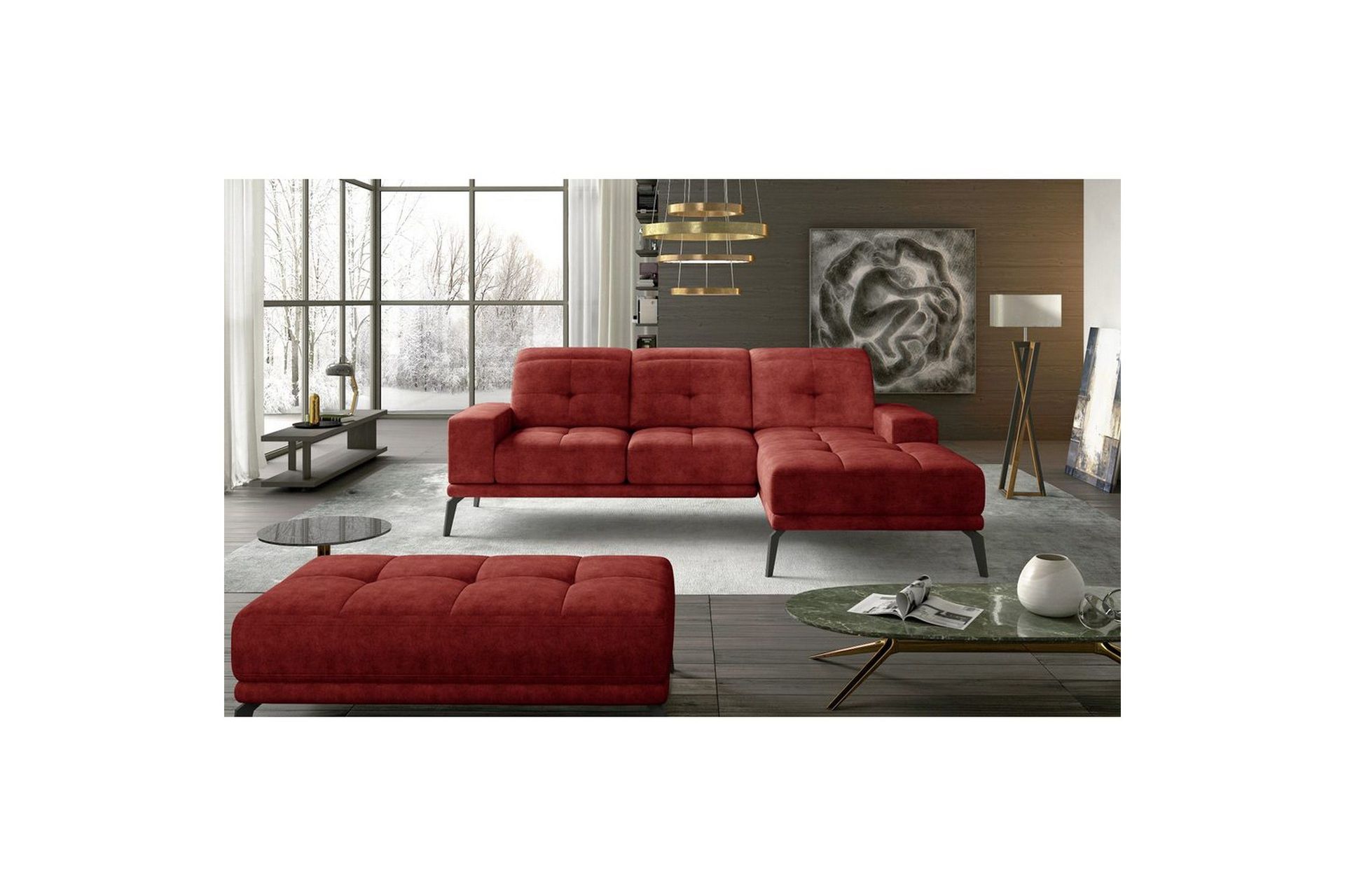 Hjørnesofa Eltap Torrense 265x175x98 cm - Dora 63, Rød, Høyre