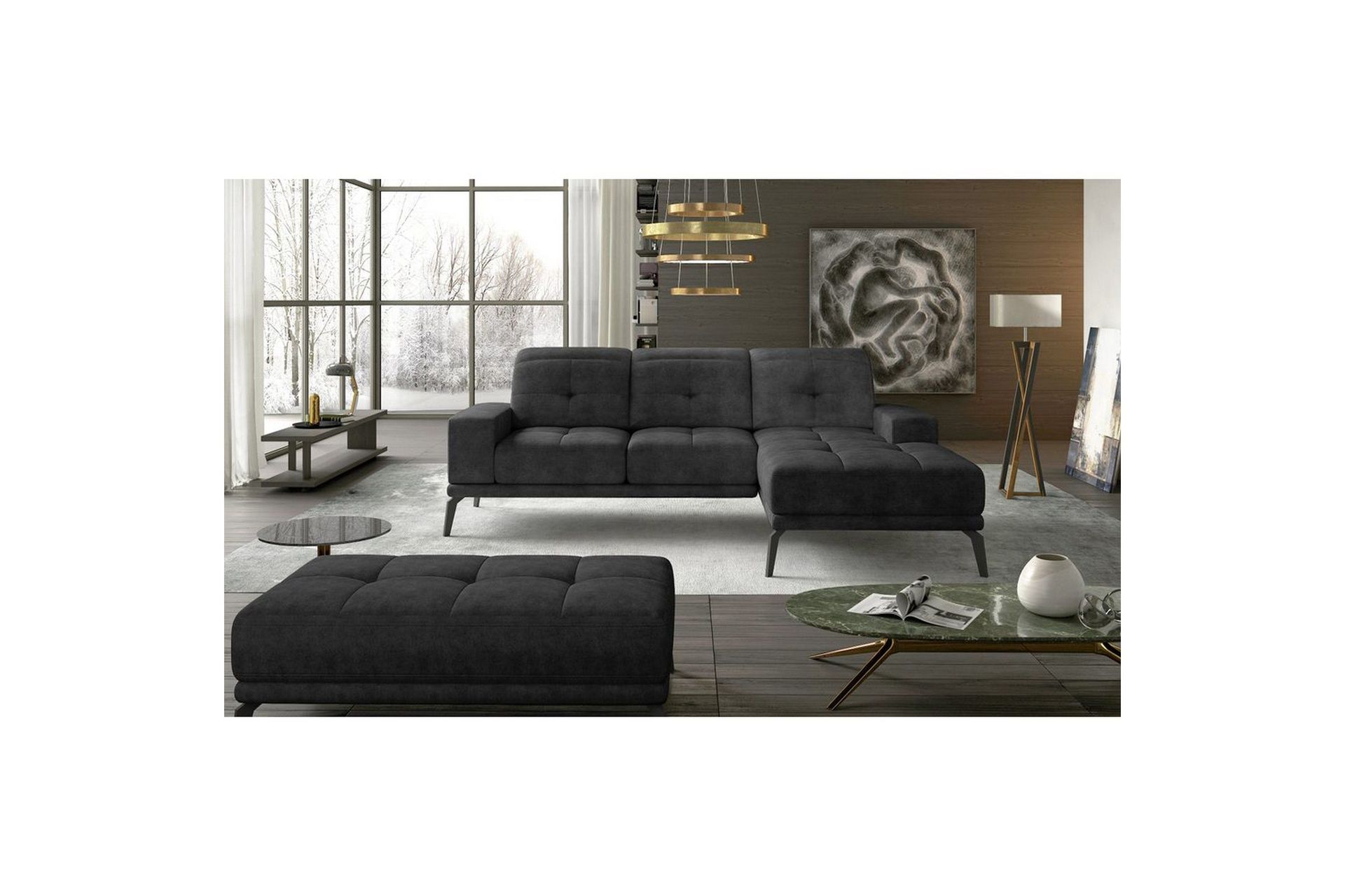 Hjørnesofa Eltap Torrense 265x175x98 cm - Dora 96, Grå, Høyre