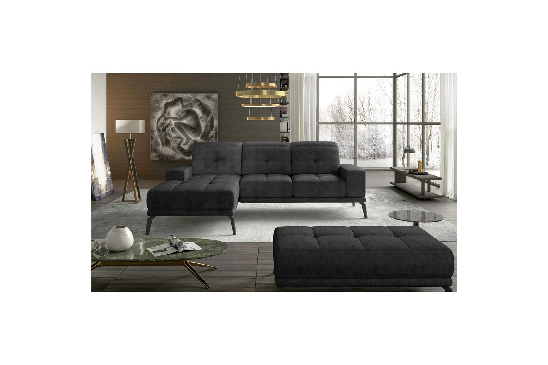 Hjørnesofa Eltap Torrense 265x175x98 cm - Dora 96, Grå, Venstre
