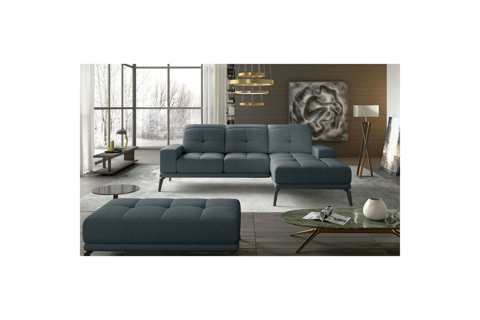 Hjørnesofa Eltap Torrense 265x175x98 cm - Grande 75, Blå, Høyre