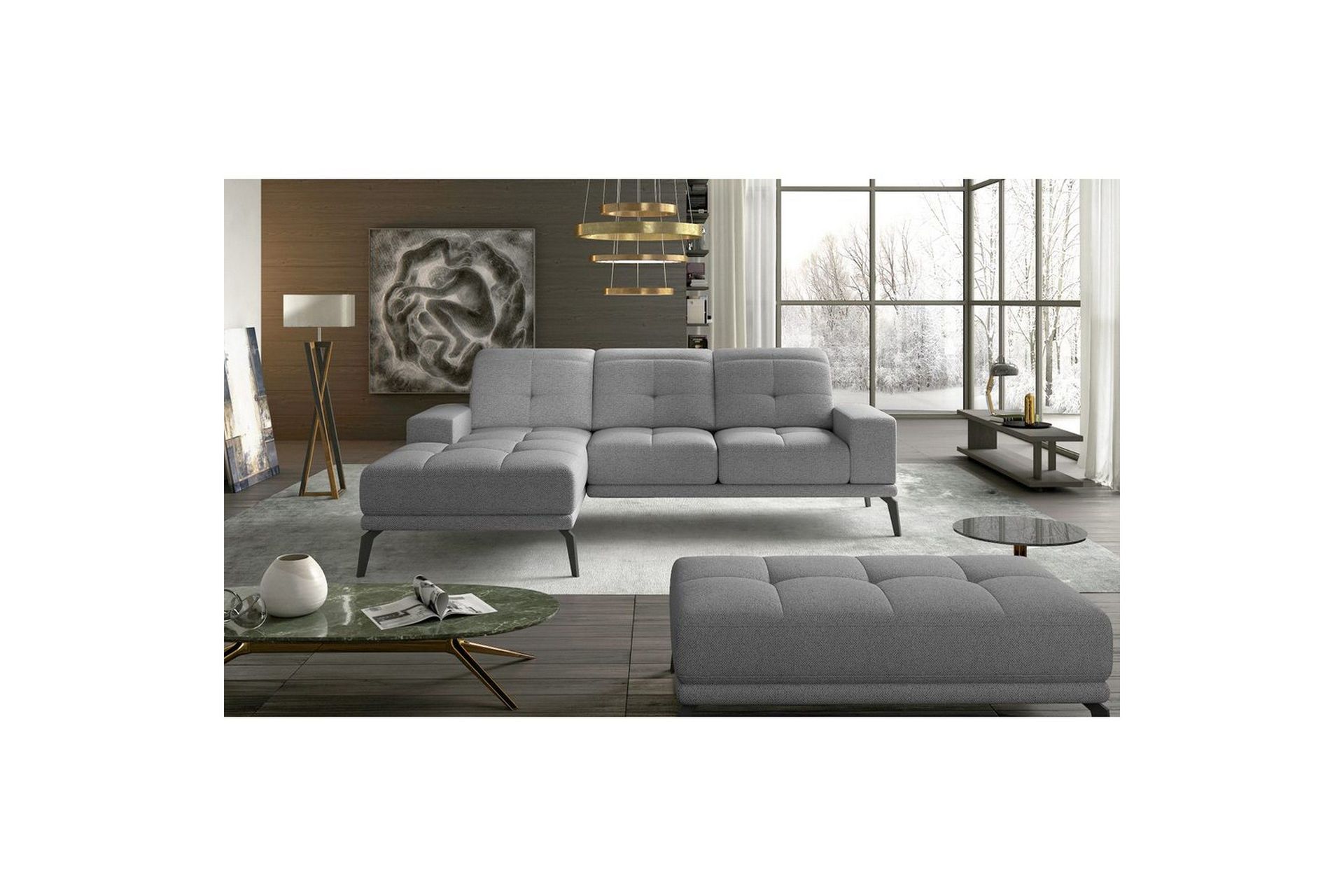 Hjørnesofa Eltap Torrense 265x175x98 cm - Grande 81, grå, Venstre