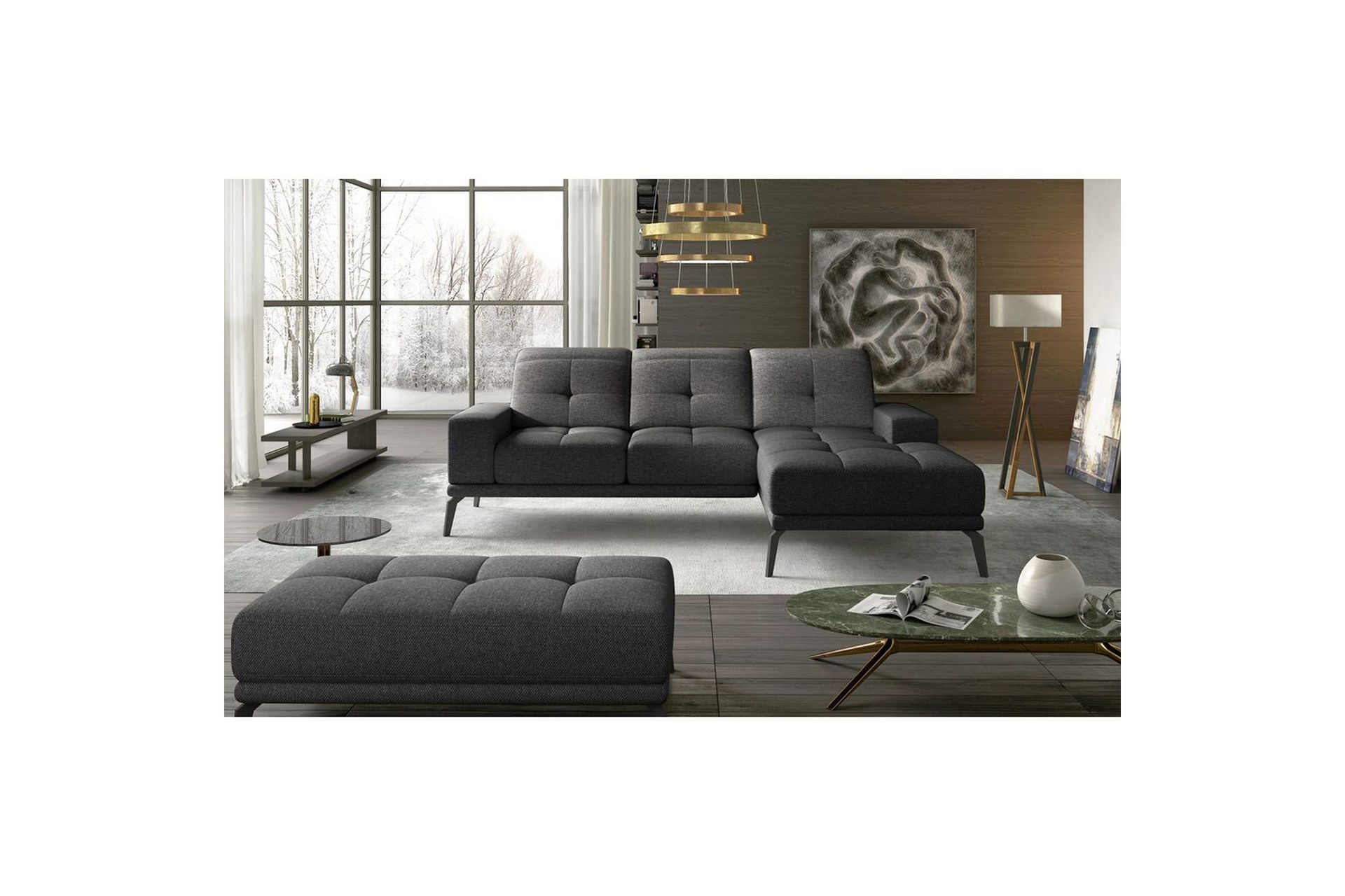 Hjørnesofa Eltap Torrense 265x175x98 cm - Inari 96, Grå, Høyre
